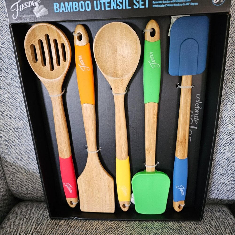 Fiesta Bamboo 5 Piece Utensil Set - Fiestaware Colorful